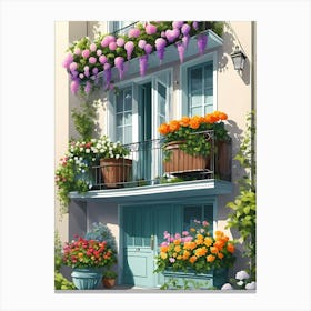 House With Flowers Canvas Print