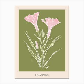 Pink & Green Lisianthus 3 Flower Poster Canvas Print