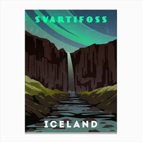 Svartifoss, Iceland — Retro travel minimalist poster Canvas Print