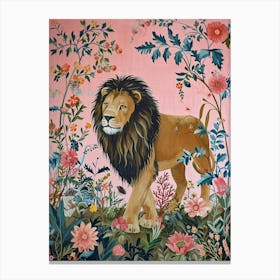 Floral Animal Painting Lion 3 Canvas Print