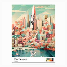 Barcelona, Spain, Geometric Illustration 4 Poster Canvas Print