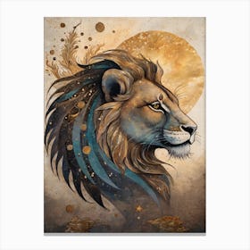 Astral Card Zodiac Leo Old Paper Painting (32) Canvas Print