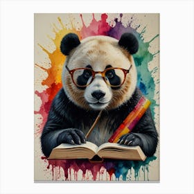 Panda Bear Reading Book 1 Canvas Print