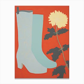 A Painting Of Cowboy Boots With Yellow Flowers, Pop Art Style 2 Canvas Print