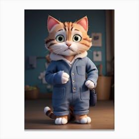 3d Animation Style Cat With Hands In Pocket 0 Canvas Print