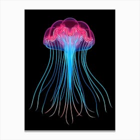 Turritopsis Dohrnii Importal Jellyfish Neon Illustration 4 Canvas Print