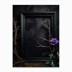 Black Frame With Purple Rose Canvas Print