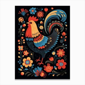 Folk Bird Illustration Chicken 3 Canvas Print
