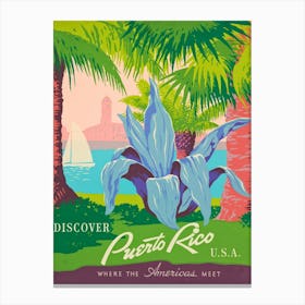 Discover Puerto Rico Retro Vintage Poster Canvas Print