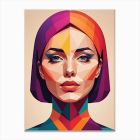 Colorful Geometric Woman Portrait Low Poly (24) Canvas Print