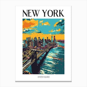 Staten Island New York Colourful Silkscreen Illustration 4 Poster Canvas Print