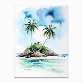 Watercolour Of Anse Cocos   La Digue Seychelles 3 Canvas Print