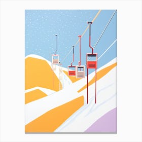 Les 3 Vallees   France, Ski Resort Pastel Colours Illustration 0 Canvas Print