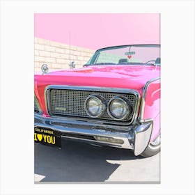 Vintage Pink 1964 Imperial Car With I Love You License Plate In Palm Springs Canvas Print