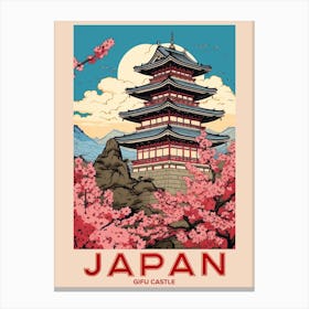 Gifu Castle, Visit Japan Vintage Travel Art 3 Canvas Print