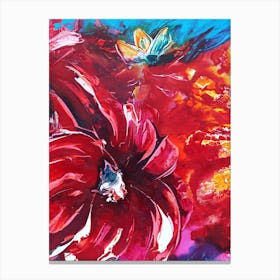Colourful Tropical Flower Painting 1 Canvas Print