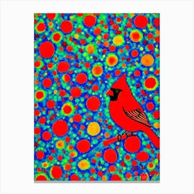 Cardinal Yayoi Kusama Style Illustration Bird Canvas Print