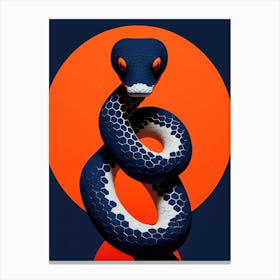 Blue Snake On Orange Background Canvas Print