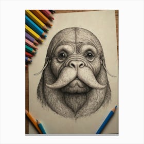 Walrus Drawing Canvas Print