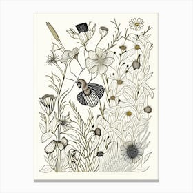 Flower With Bees 2 William Morris Style Canvas Print