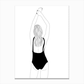 Girl Swimwear Line Drawing Canvas Print