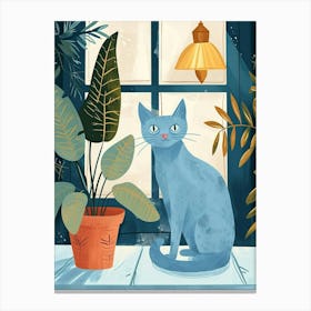 Russian Blue Storybook Illustration 2 Canvas Print