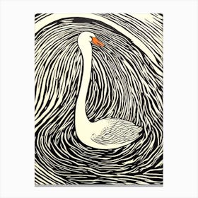 Swan Linocut Bird Stampe su tela