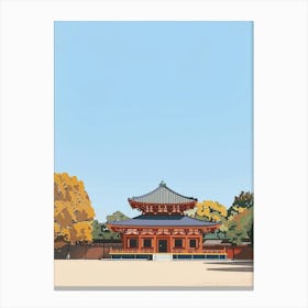 Todai Ji Temple Nara 1 Colourful Illustration Canvas Print