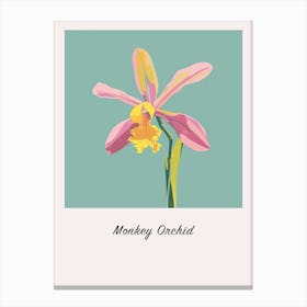 Monkey Orchid 1 Square Flower Illustration Poster Canvas Print