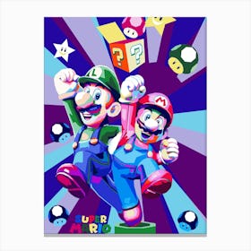 Mario Luigi Popart Cartoon Pop Art Canvas Print