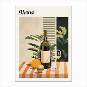 Wine 2 Retro Cocktail Poster Canvas Print