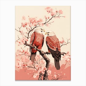Two Eagles In Cherry Blossoms Canvas Print
