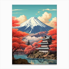 Mountains And Hot Springs Japanese Style Illustration 8 Canvas Print