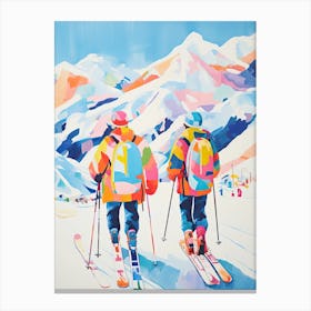 Gudauri   Georgia, Ski Resort Illustration 2 Canvas Print