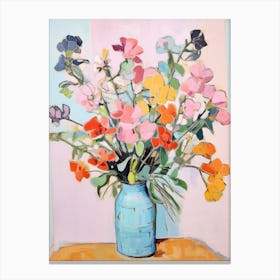Flower Painting Fauvist Style Sweet Pea 2 Canvas Print