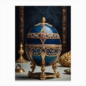 Blue And Gold Easter Egg 1 Canvas Print