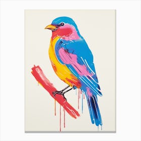 Colourful Bird Painting Bluebird 3 Canvas Print