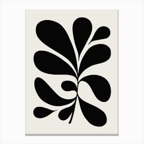 Minimal Abstract Matisse Leaf Cut-out - White on Black 2/2 Canvas Print
