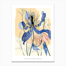 Colourful Flower Illustration Poster Love In A Mist Nigella 1 Canvas Print