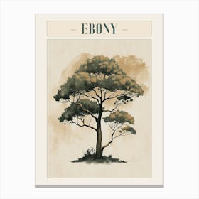 Ebony Tree Minimal Japandi Illustration 3 Poster Canvas Print