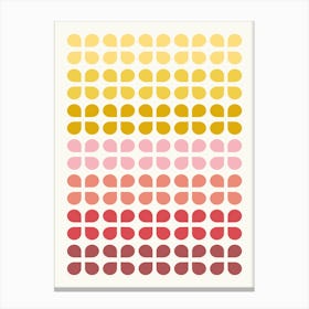 Retro 60s Geometric Petals in Warm Yellow and Pink Canvas Print