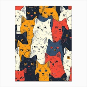 Perfectly Repeatable Artwork With Cute Cat Faces 22 Canvas Print