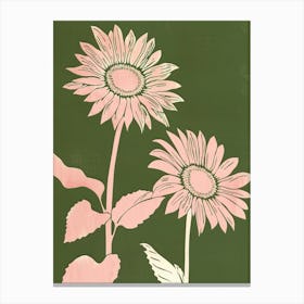 Pink & Green Sunflower 3 Canvas Print