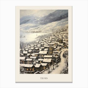 Vintage Winter Painting Poster Troms Norway 2 Canvas Print