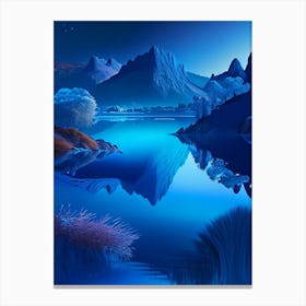 Blue Lake, Landscapes, Waterscape Holographic 2 Canvas Print