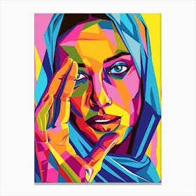 Woman In A Colorful Scarf Canvas Print