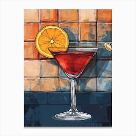 Fruity Orange Martini Watercolour Canvas Print