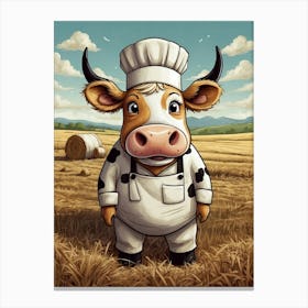 Cow In A Field Canvas Print