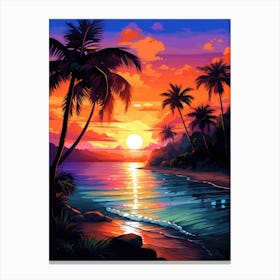 Sunset Beach Painting Canvas Print