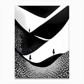 Abstract Landscape, 3 of us, black and white monochromatic art Canvas Print